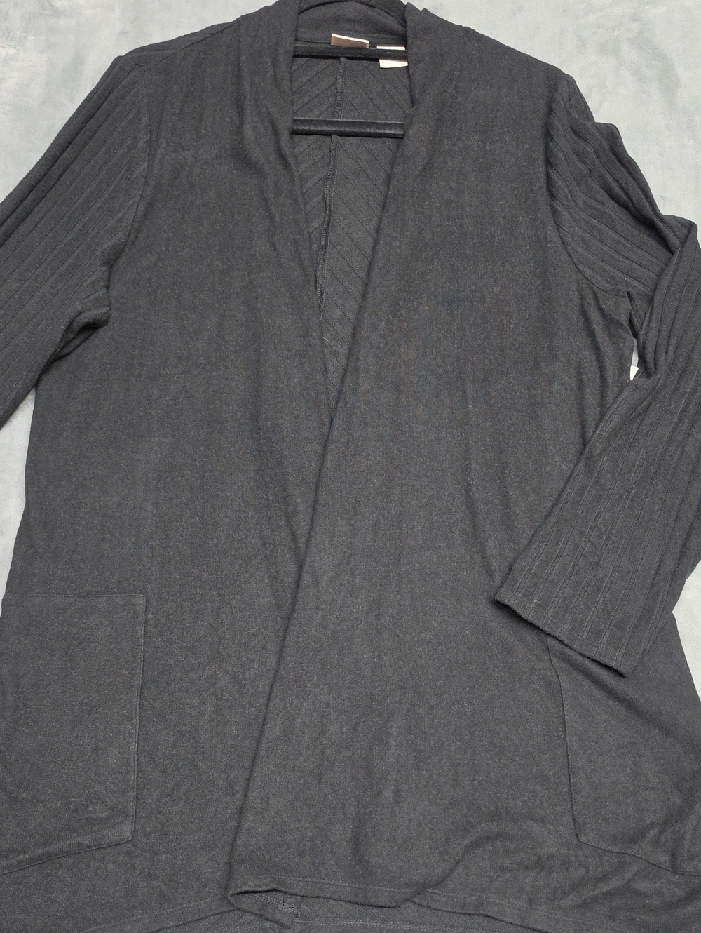 Chico's Dark BlackOpen-Front Knit Cardigan Sz 2(lg)